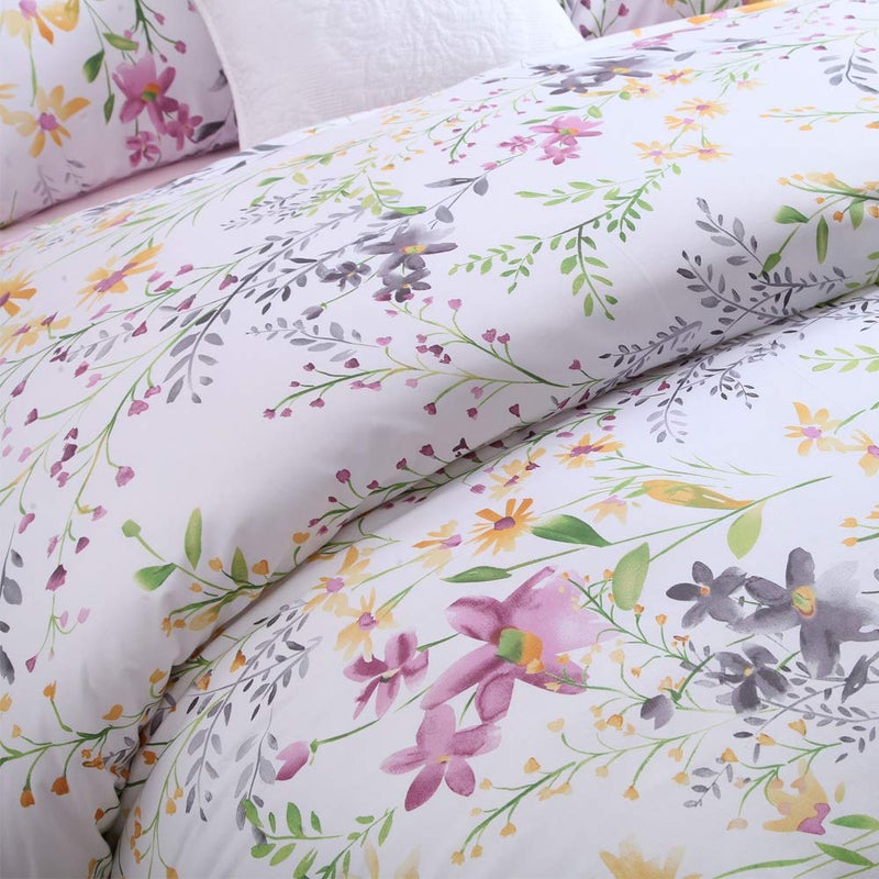 Brandream 100% Soft & Durable Egyptian Cotton Full Size - 3 Piece Floral Print Design Duvet Quilt Cover Sets Elegant Dorm Bedding - Image 2